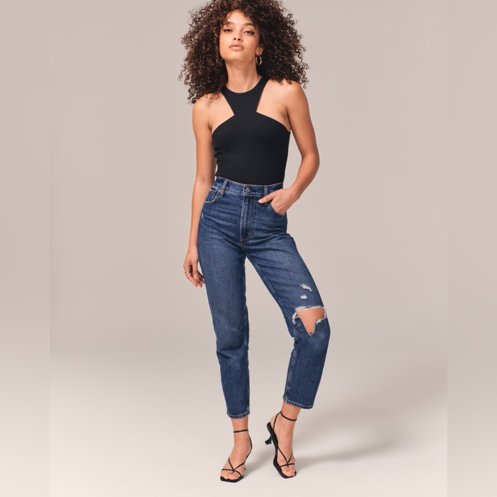 A&F • The Mom High Rise Distressed Jeans • Size 27L